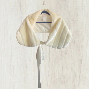 Faux fur cream wrap with satin tie -  Wedding